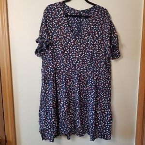 Madewell Ditzy Floral Button Front Dress in navy/multi, size 20